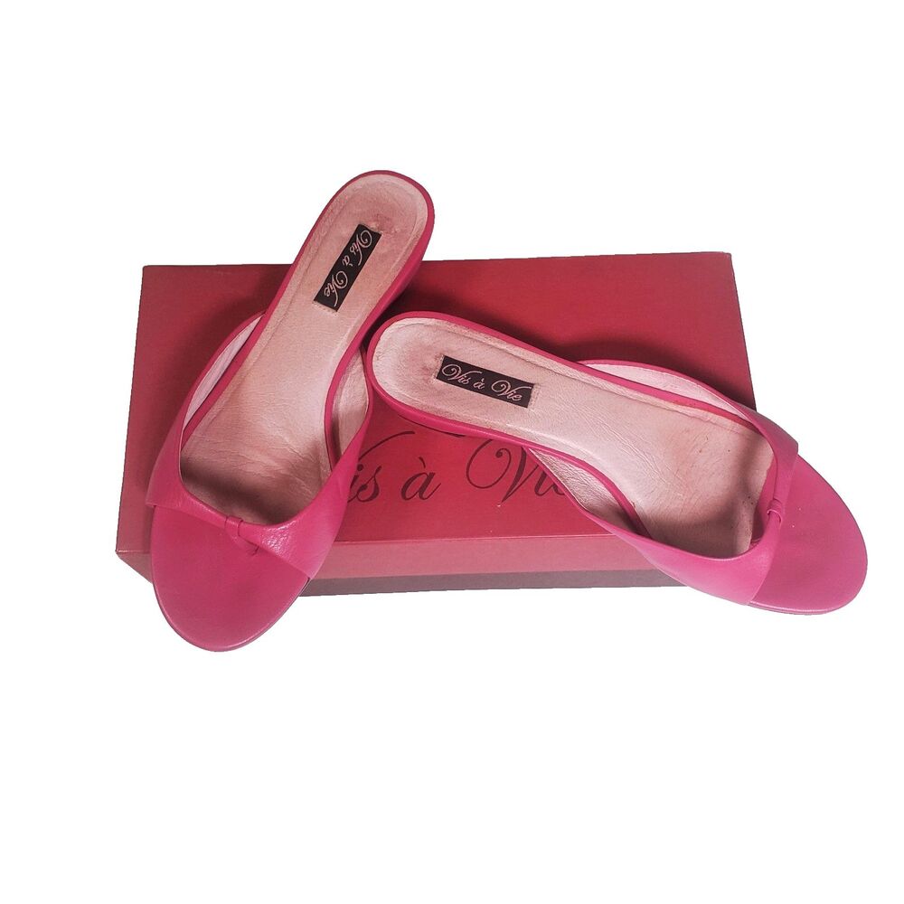 Vintage Vis A Vie Women’s Sandals Size 7M Pink Leather Toe Split Slip-On "Ariel" - Picture 3 of 11